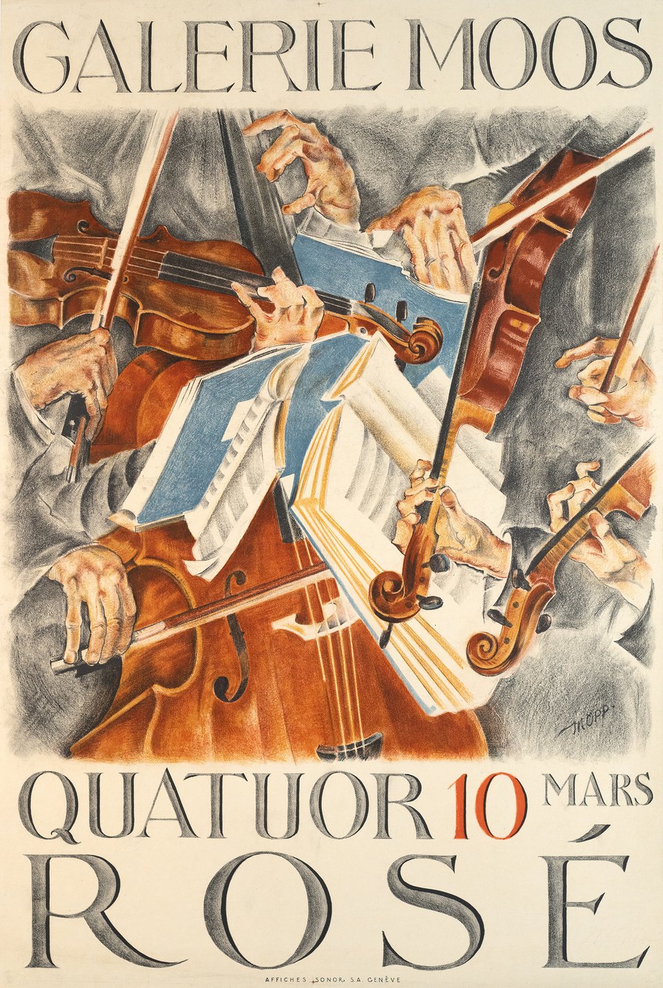 Quatuor Rosé, Galerie Moos – Affiche ancienne – MOPP – 1920