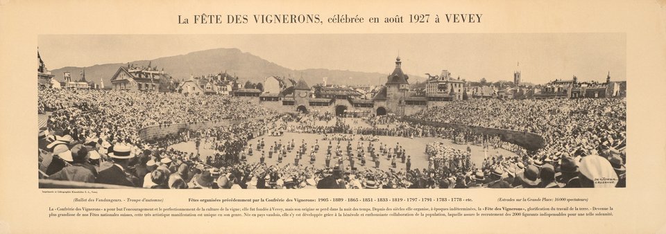 La Fête des Vignerons, célébrée en août 1927 à Vevey – Affiche ancienne – G. DE JONGH – 1927
