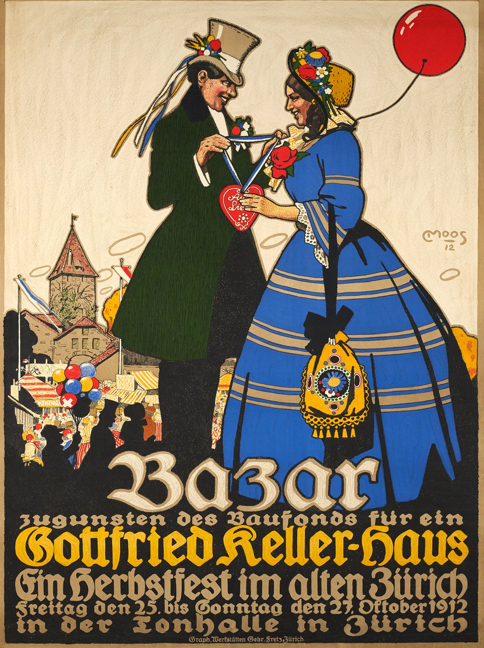 Bazar, Gottfried Keller-Haus – Vintage poster – Carl MOOS – 1912