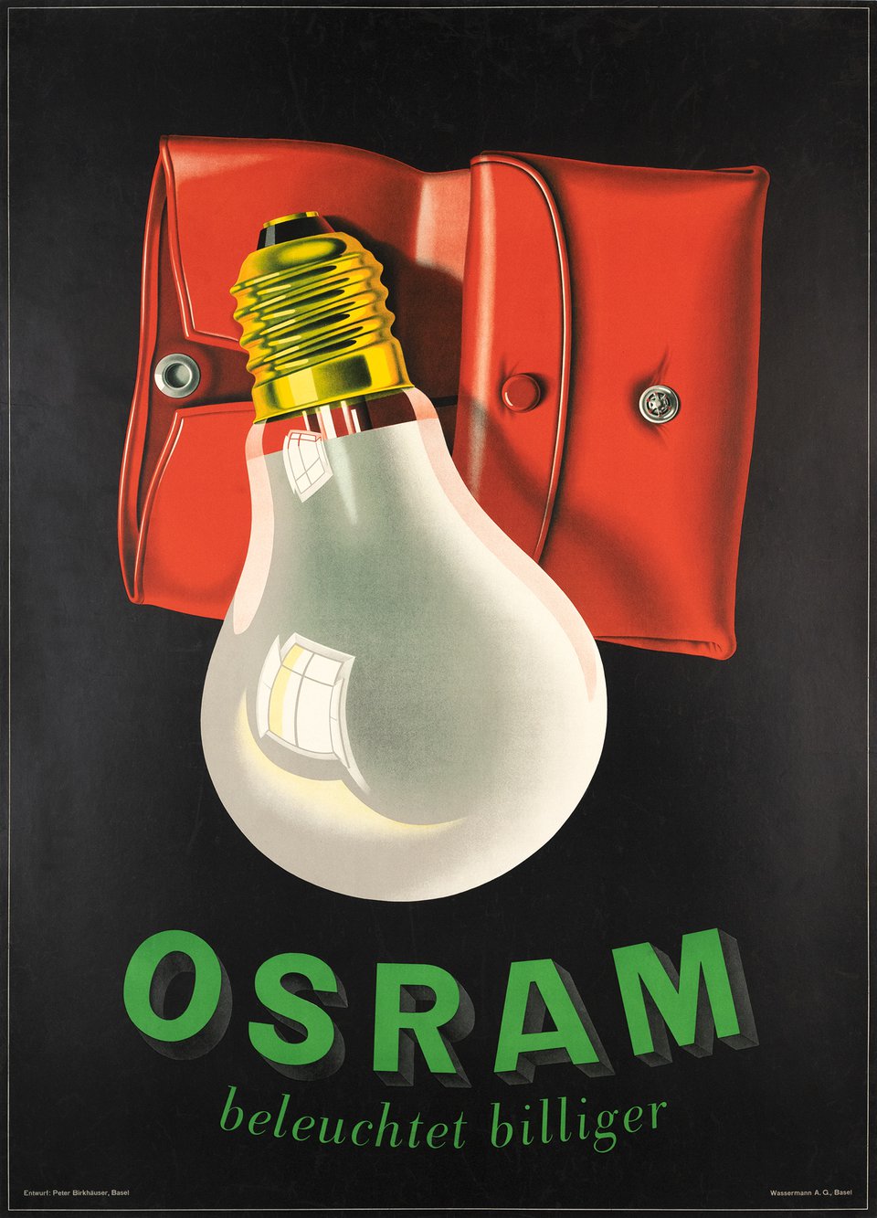 Osram, Beleuchtet billiger – Affiche ancienne – Peter BIRKHAUSER – 1948