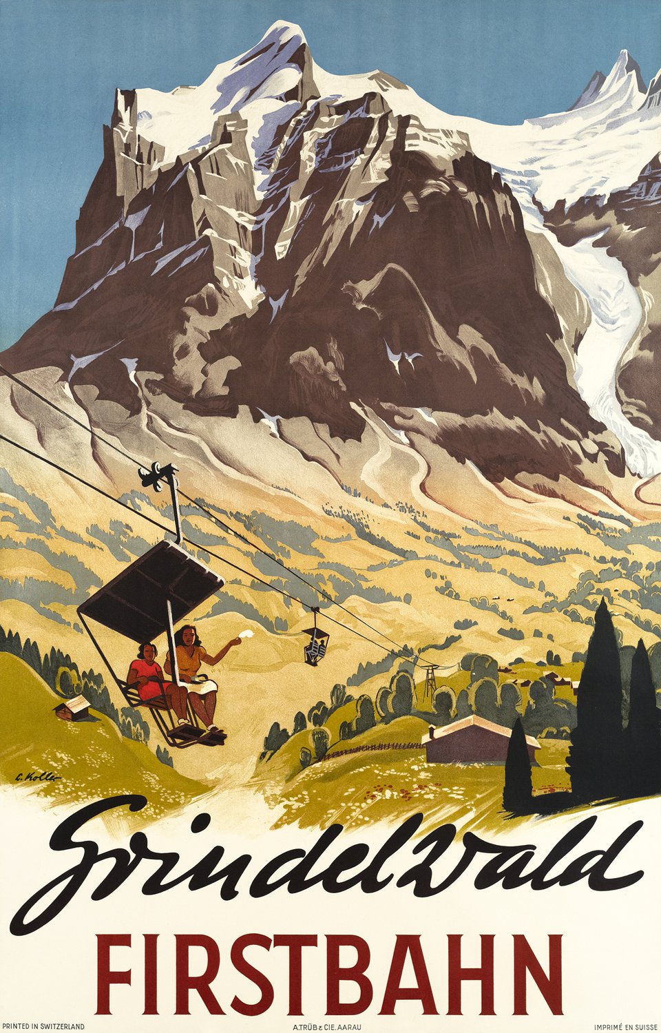Grindelwald Firstbahn – Vintage poster – C. KOLLER – 1947