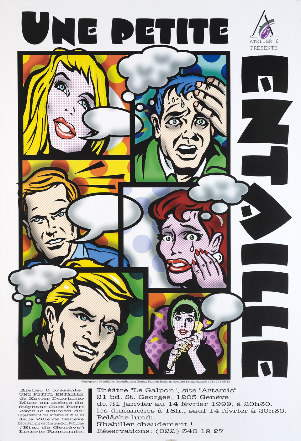 Une Petite Entaille, Théâtre Le Galpon, Artamis – Affiche ancienne – GRAFIXTE EXTRAORDINAIRE, QUEENBANANA GRAFIX – 1999
