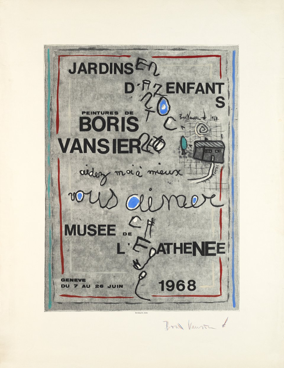 Jardin d'Enfants, Peintures de Boris Vansier, Musée de l'Athénée – Vintage poster – Boris VANSIER – 1968