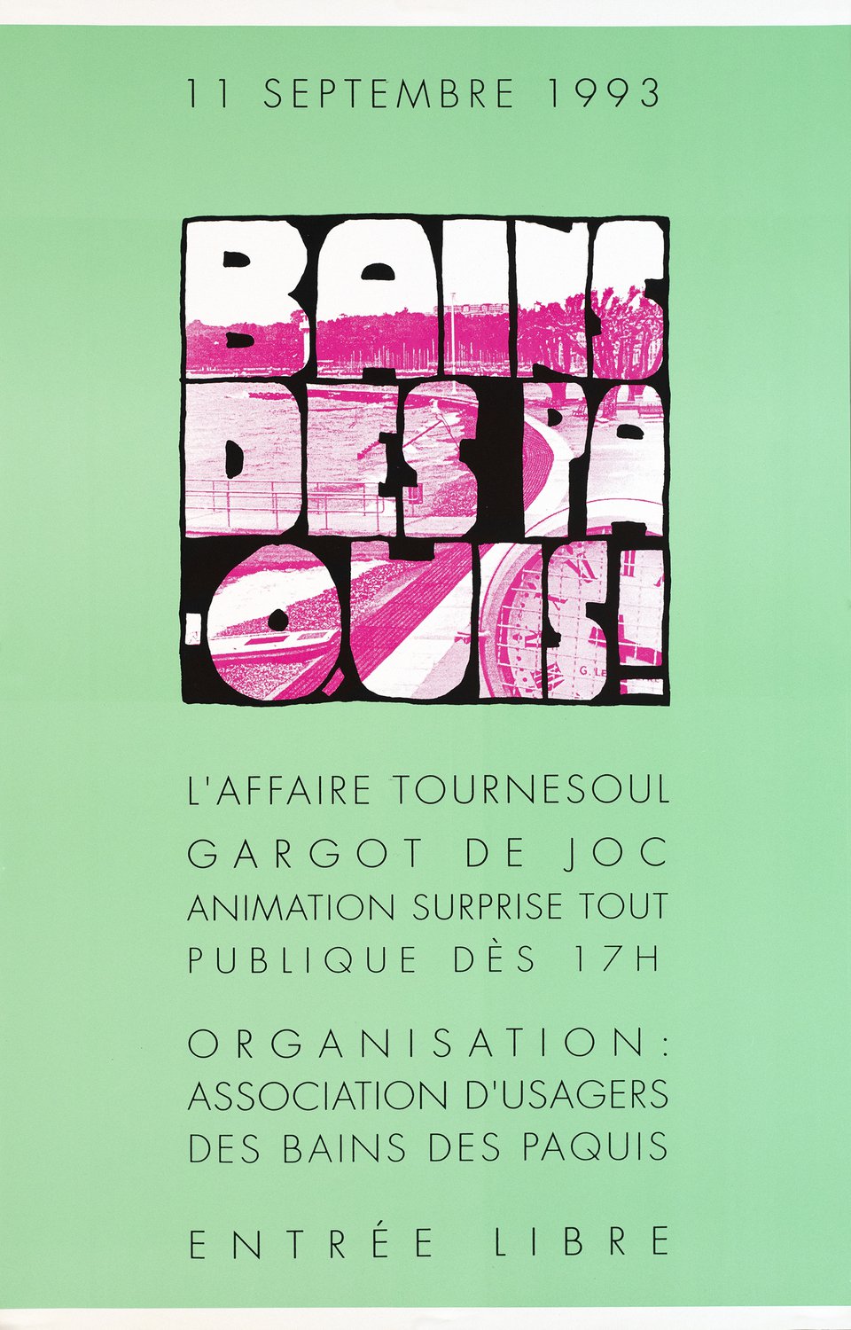 Bains des Pâquis! L'affaire Tournesoul, Gargot de Joc – Vintage poster – ANONYMOUS – 1993