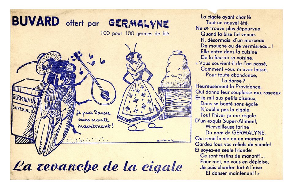 Buvard offert par Germalyne - La revanche de la cigale – Affiche ancienne – ANONYMOUS – None