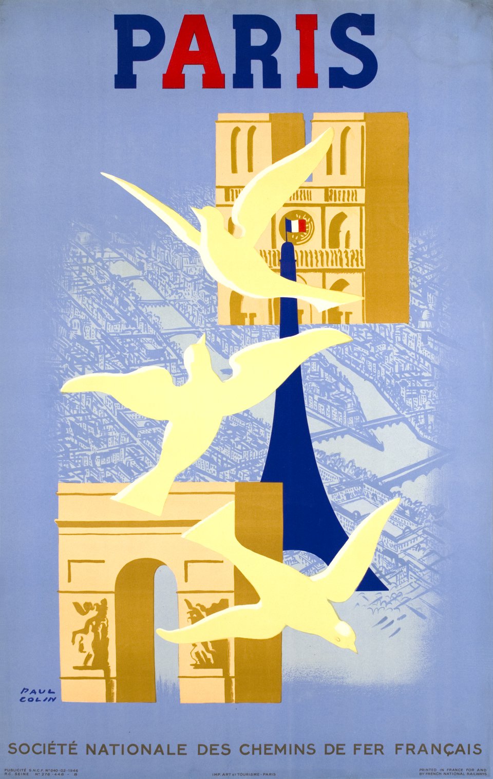 Paris, SNCF – Vintage poster – Paul COLIN – 1946