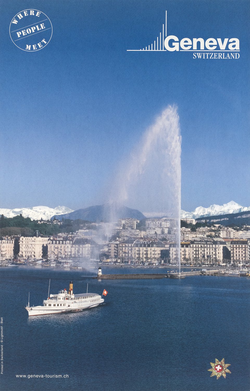 Geneva, Switzerland, Where people meet – Vintage poster – Christophe & Viviane BLATT – 1999