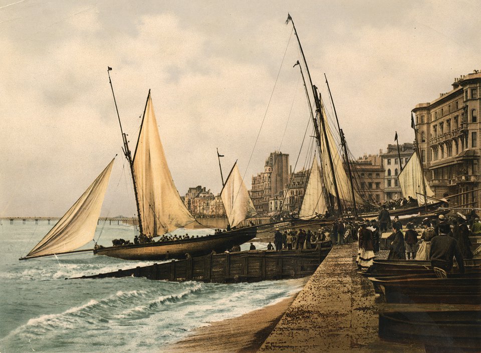 Lancement d'un voilier – Original photographs – ANONYMOUS – 1890