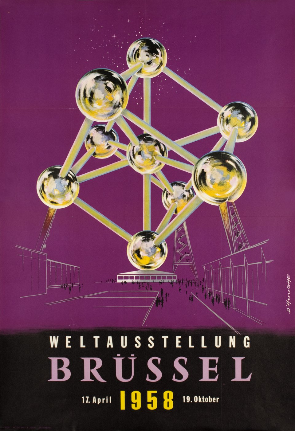 Weltausstellung Brüssel – Affiche ancienne – D'HOOGHE – 1958