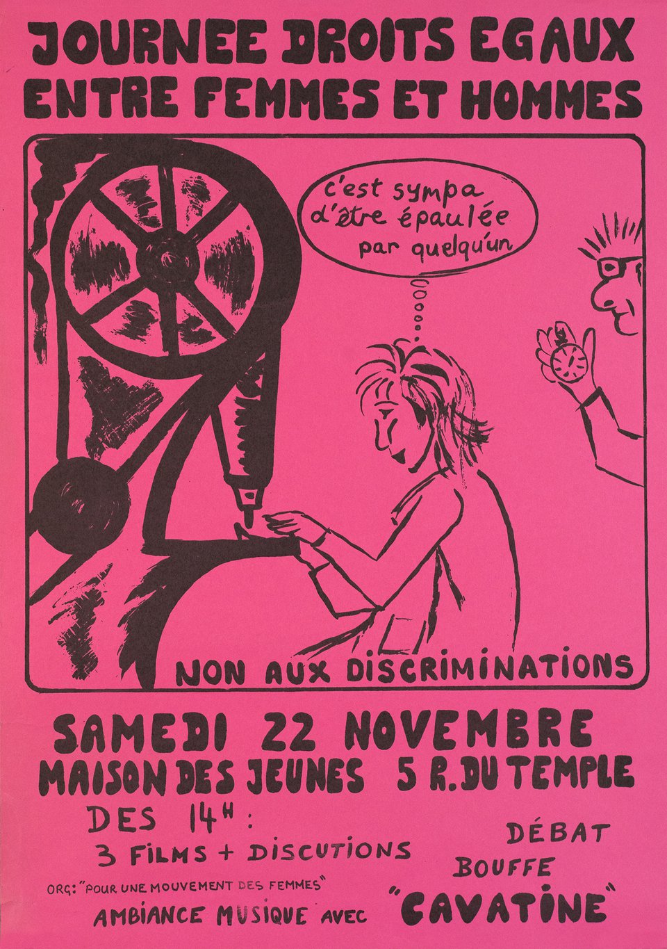 Journée Droits Égaux entre Femmes et Hommes, Non au discriminations – Affiche ancienne – ANONYMOUS – 1981