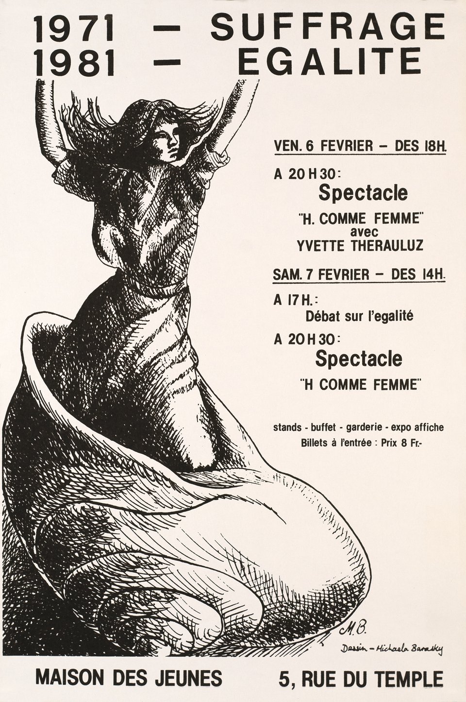 1971 - Suffrage, 1981 - Égalité – Affiche ancienne – Michaela BARASKY – 1981