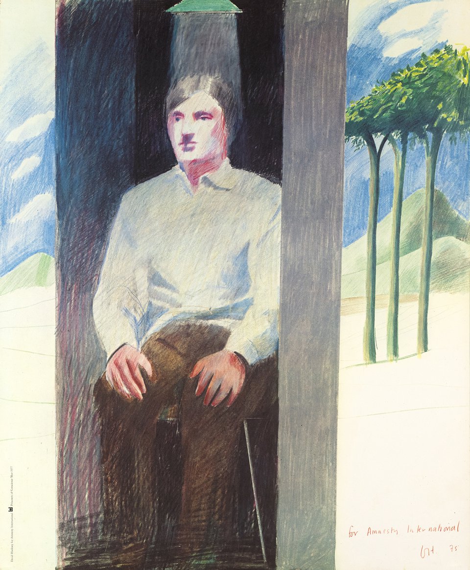 Amnesty international, Prisoners of conscience, David Hockney – Vintage poster – David HOCKNEY – 1977
