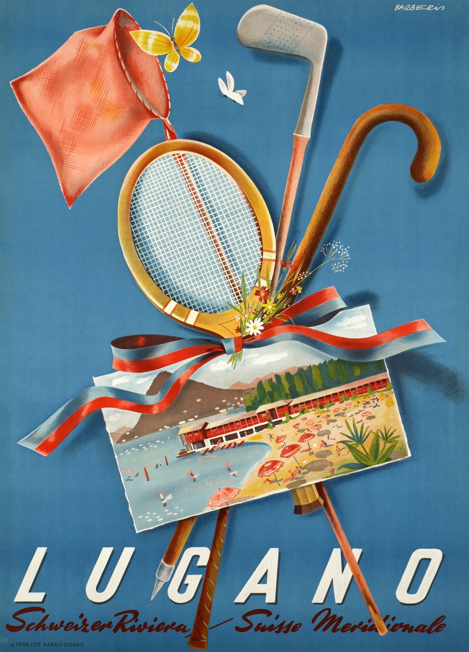 Lugano, Schweizer Riviera, Suisse Méridionale – Vintage poster – Franco BARBERIS – 1941