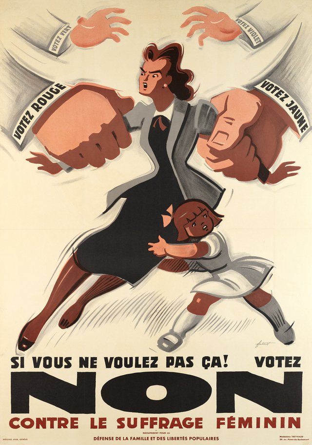 Si vous ne voulez pas ça ! Votez non contre le suffrage féminin