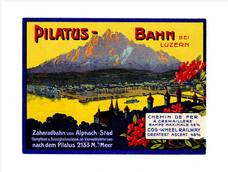 Pilatus-Bahn bei Luzern – Vintage poster – ANONYMOUS – 1913