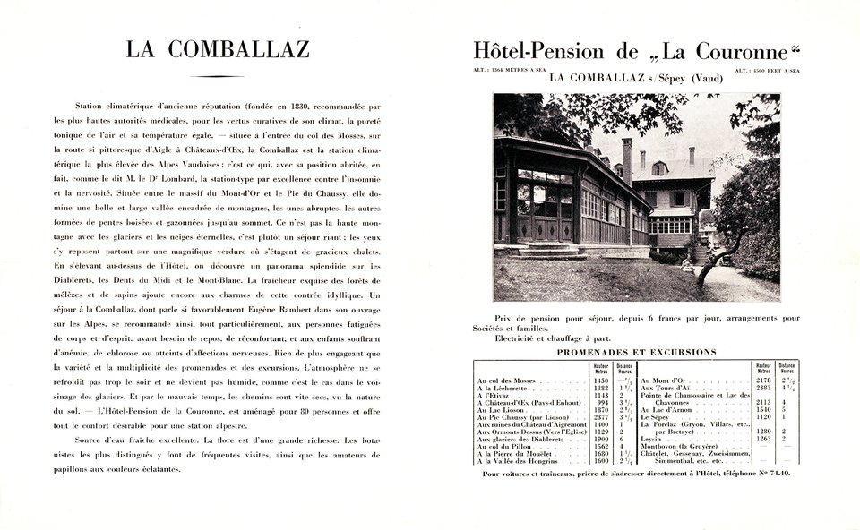 Première Station Alpestre des Alpes Vaudoises, Hôtel-Pension de La Couronne