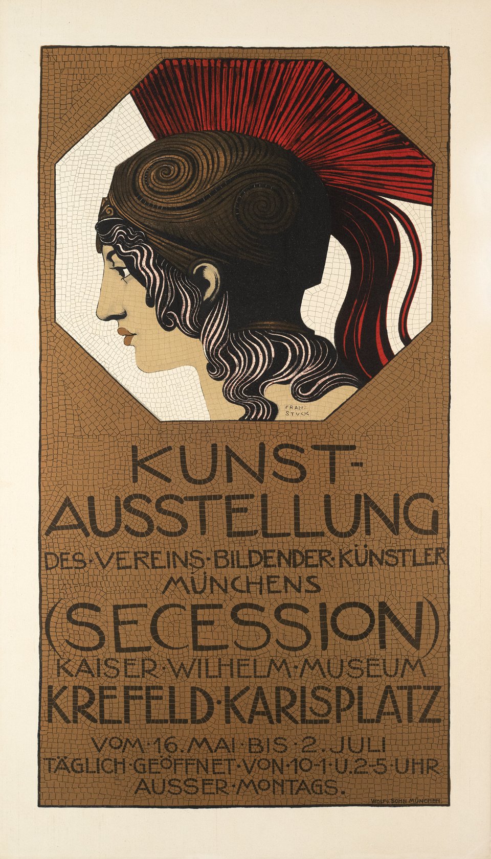Kunst-Ausstellung Münchens Secession, Krefeld – Affiche ancienne – Franz VON STUCK – 1904