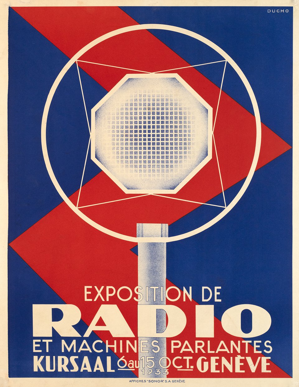 Exposition de Radio et machines Parlantes, Kursaal Genève – Affiche ancienne – DUCHO – 1933