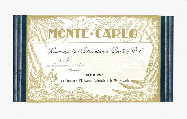 Monte-Carlo, Grand Prix au Concours d'Élégance Automobile de Monte-Carlo, Hommage de l'International Sporting Club