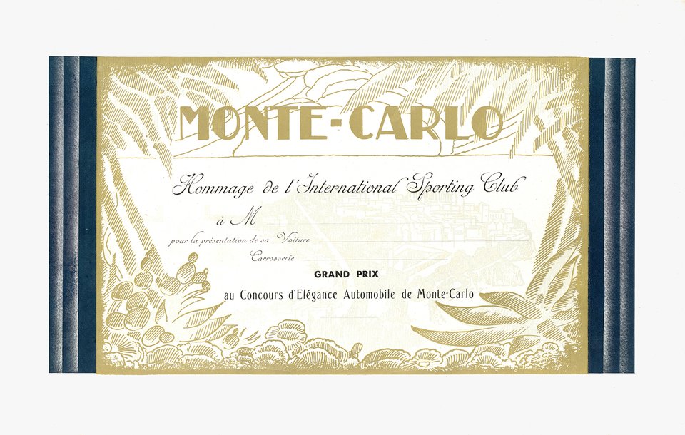 Monte-Carlo, Grand Prix au Concours d'Élégance Automobile de Monte-Carlo, Hommage de l'International Sporting Club – Vintage poster – ANONYMOUS – 1960
