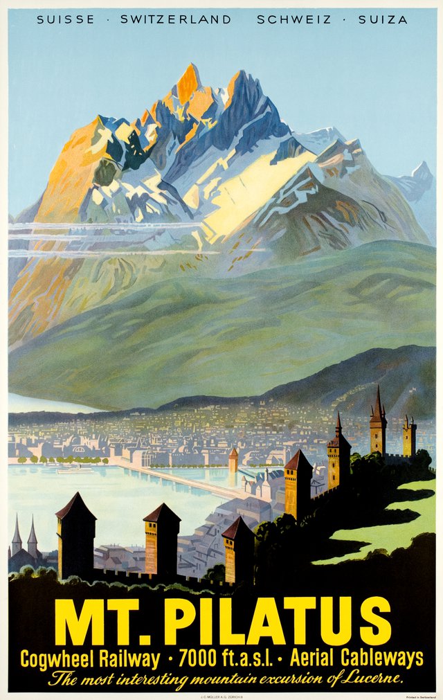 Mt Pilatus, cogwheel railway and aerial cableways