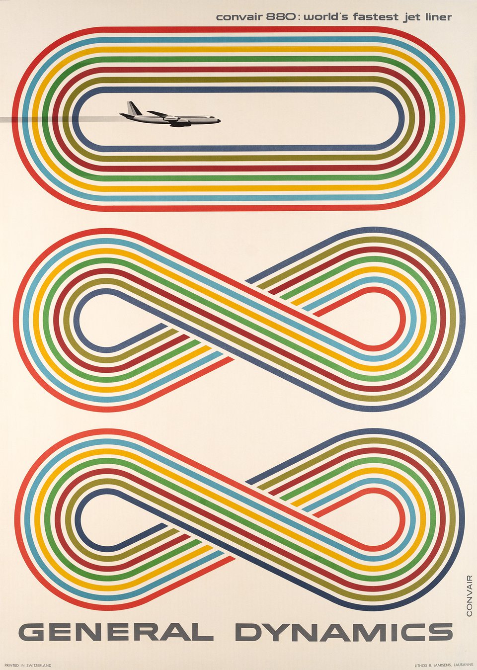 General Dynamics, Convair 880: world's fastest jetliner – Affiche ancienne – Erik NITSCHE – 1959