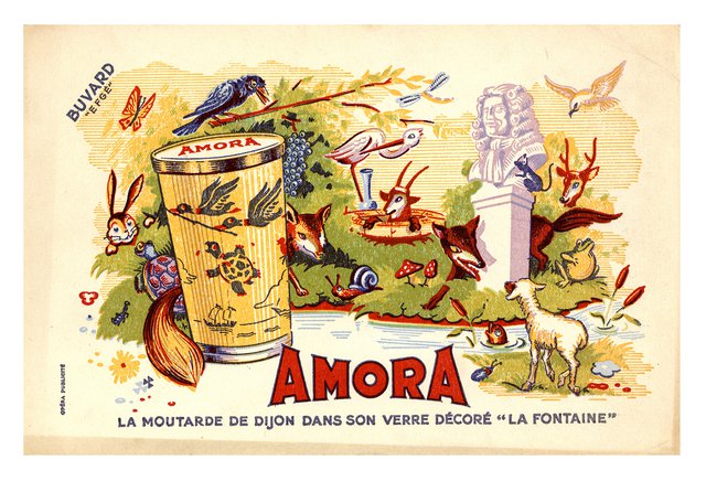 Amora, la moutarde de Dijon dans son verre décoré "la fontaine"