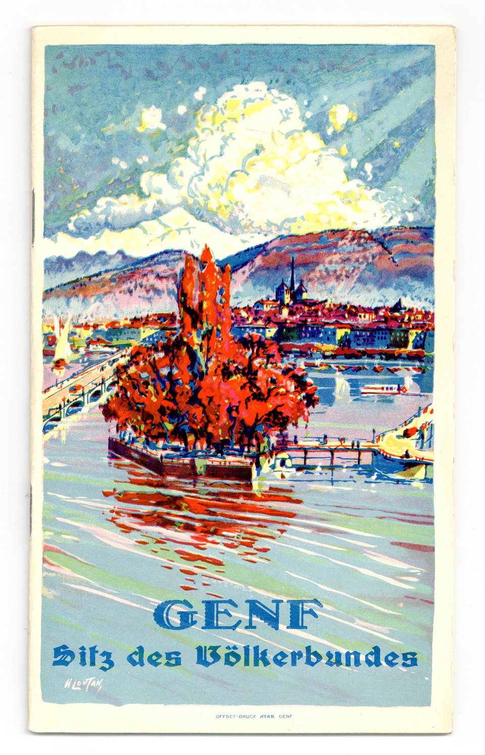 Genf, Sitz des Völkerbundes – Vintage poster – Henri LOUTAN – 1910