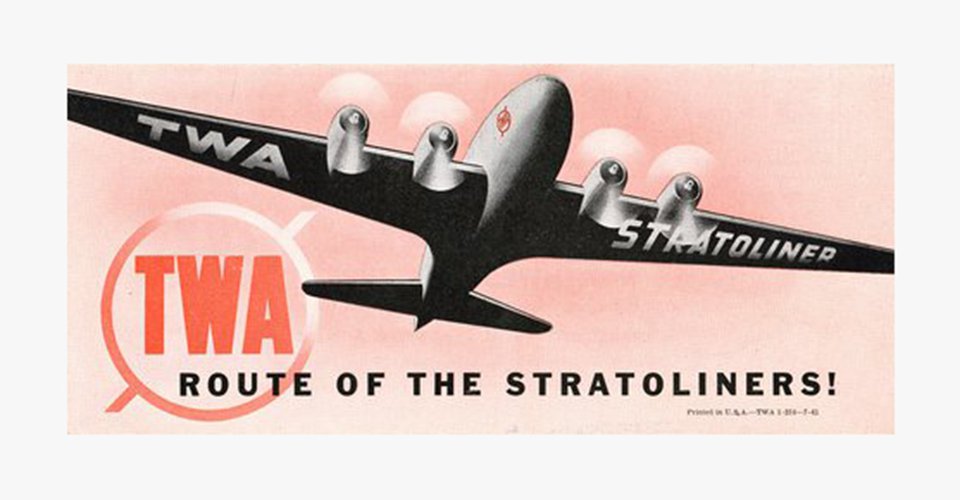 TWA, Trans World Airline, Route of the Stratoliners! – Vintage poster – ANONYMOUS – 1941