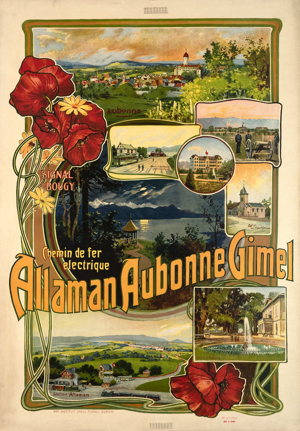 Allaman Aubonne Gimel – Affiche ancienne – ANONYMOUS – 1900