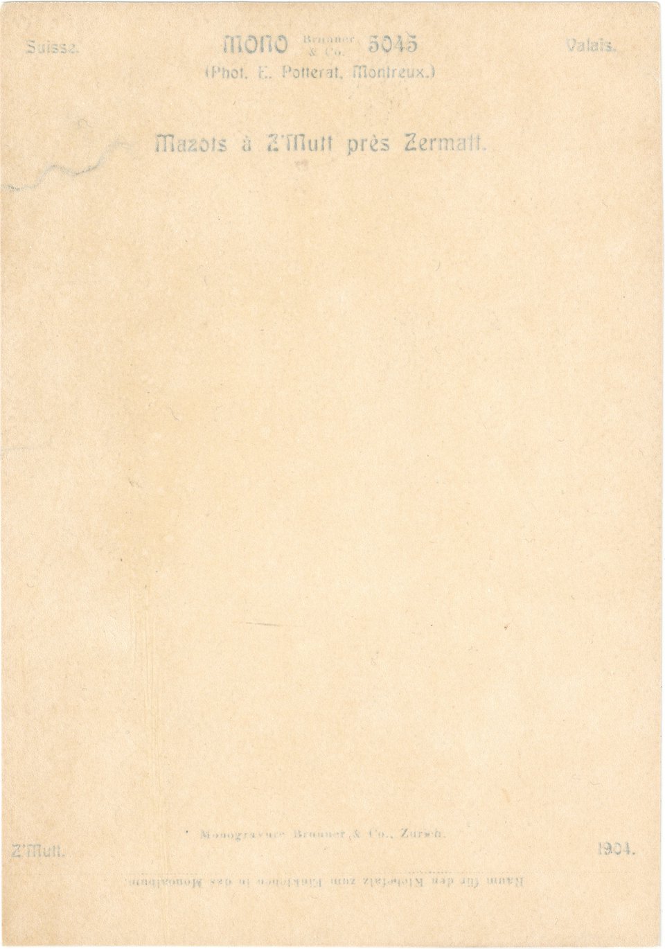 Mazots à Z’Mutt près de Zermatt, Carte Mono