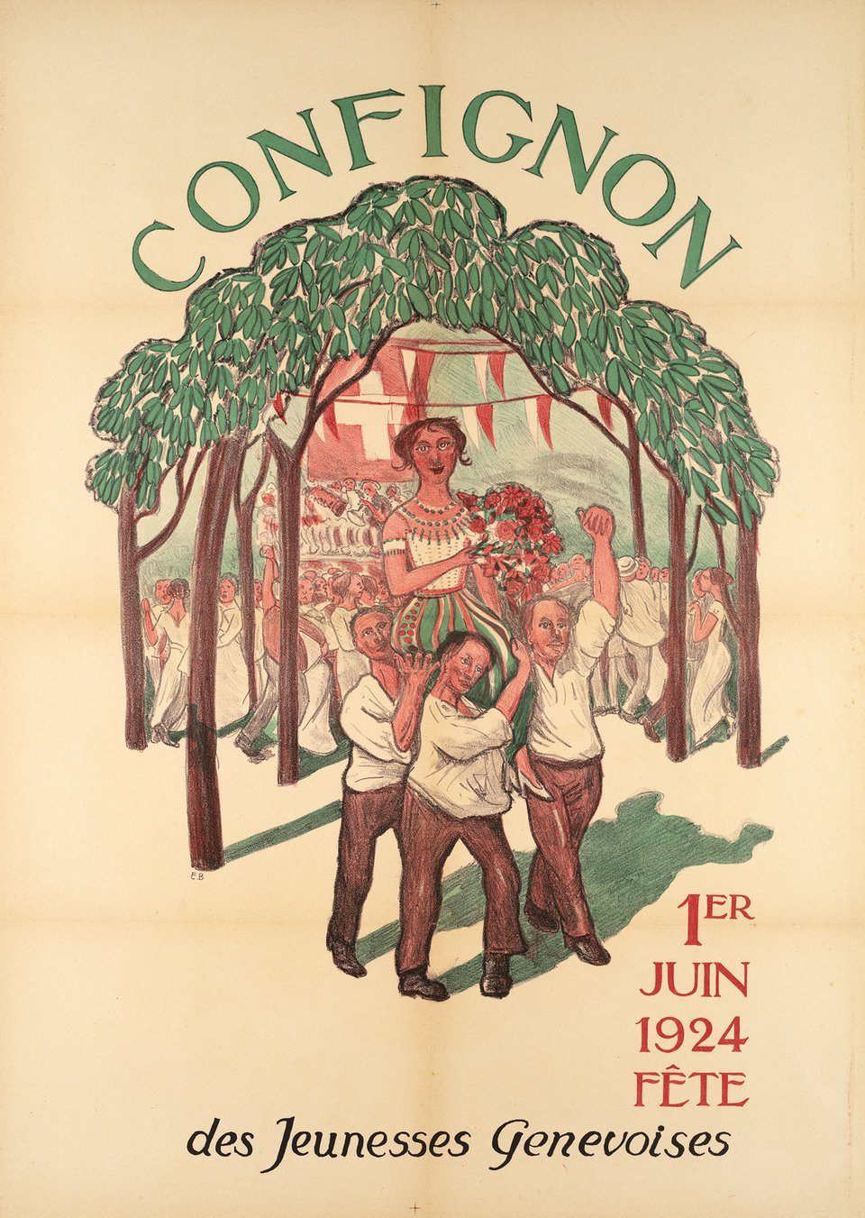 Confignon, Fête des Jeunesses Genevoises – Vintage poster – E.B. – 1924