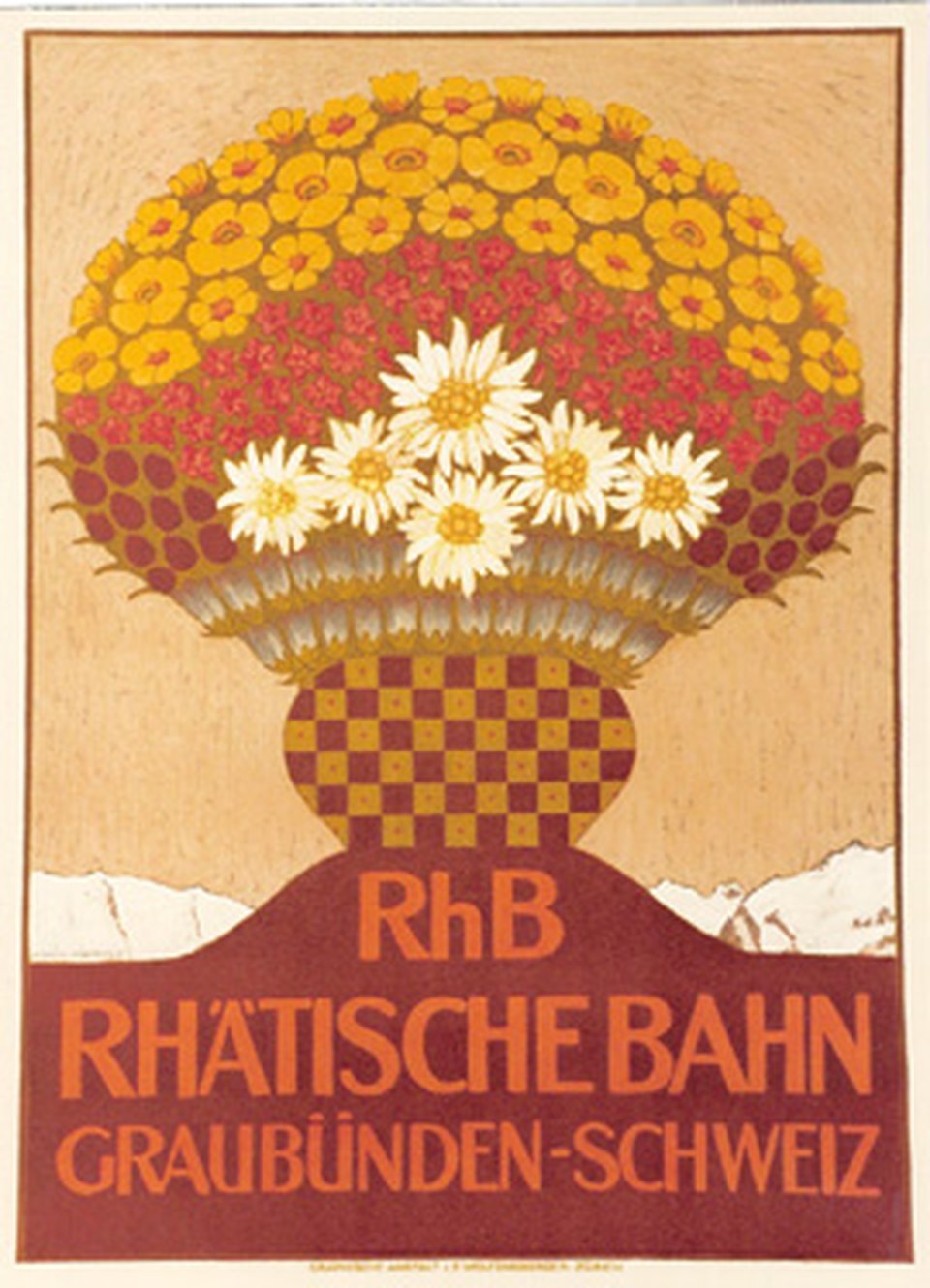 RhB. Rhätische Bahn, Graubünden - Schweiz – Vintage poster – Ernst Emil SCHLATTER – 1911