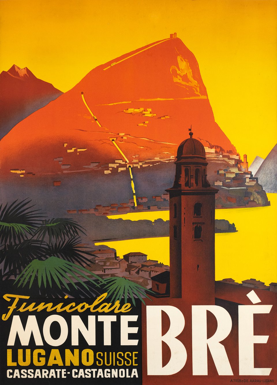 Funiculare Monte Brè, Lugano, Suisse – Affiche ancienne – Otto ERNST – 1928
