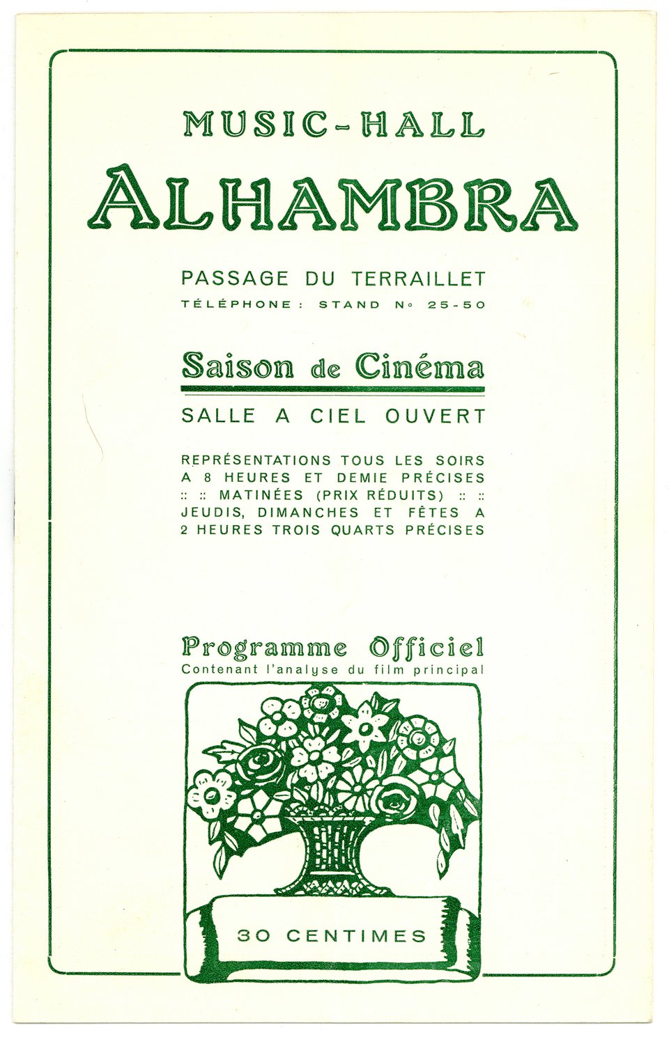 Music-hall, Alhambra – Affiche ancienne – ANONYMOUS – 1924