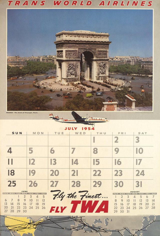 Calendrier Trans World Airlines, France : The Arch of Triumph, Paris