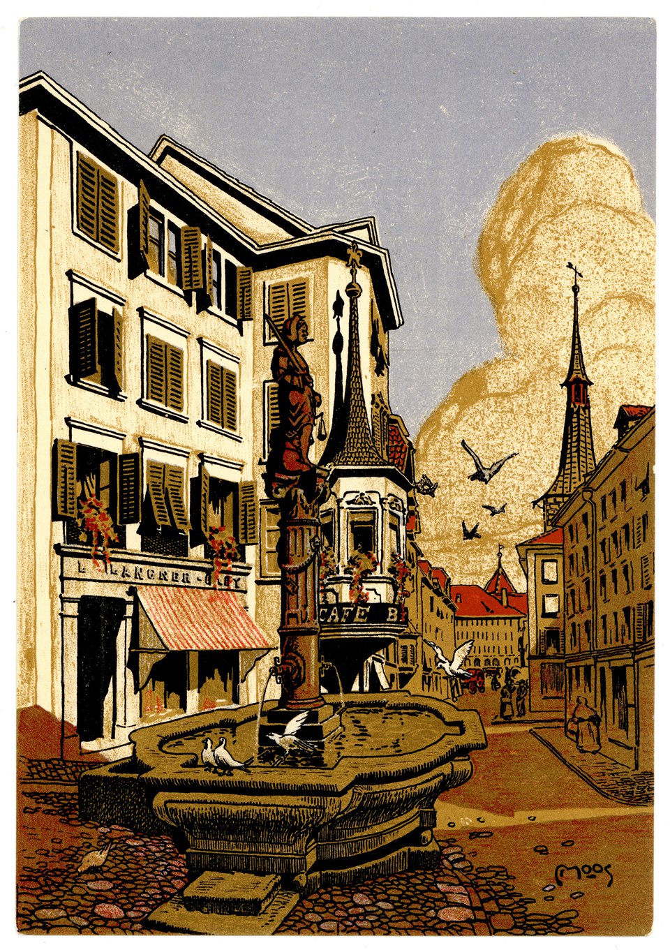 Soleure, Carte Mono – Affiche ancienne – Carl MOOS – 1906