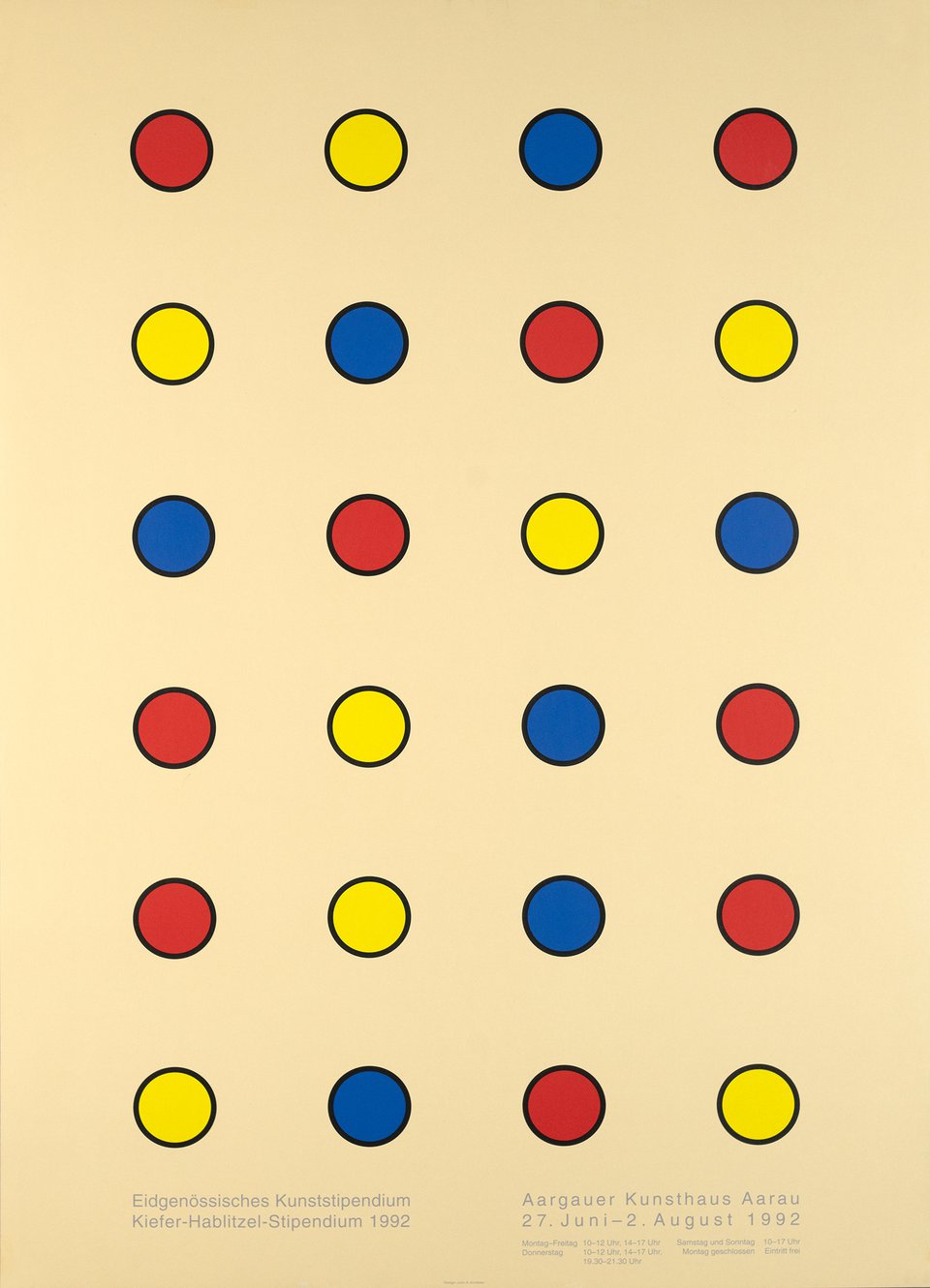 Eidgenössisches Kunststipendium, Kiefer-Hablitzel-Stipendium, Aargauer Kunsthaus Aarau – Affiche ancienne – John M. ARMLEDER – 1992