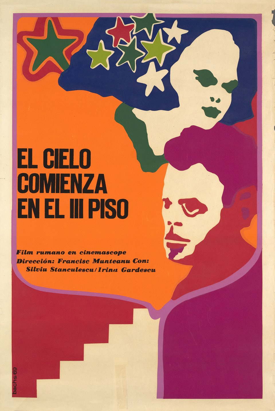El Cielo comienza en el III Piso, Francisc Munteanu – Affiche ancienne – BACHS – 1969