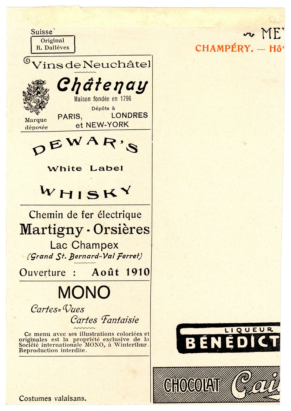 Menu Helvetica, costume valaisan