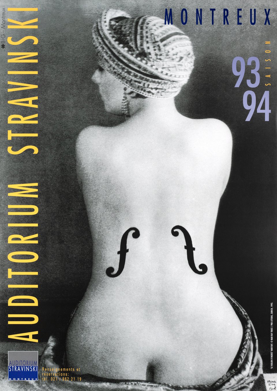 Auditorium Stravinski, Montreux, Saison 93-94 – Affiche ancienne – MAN RAY – 1993