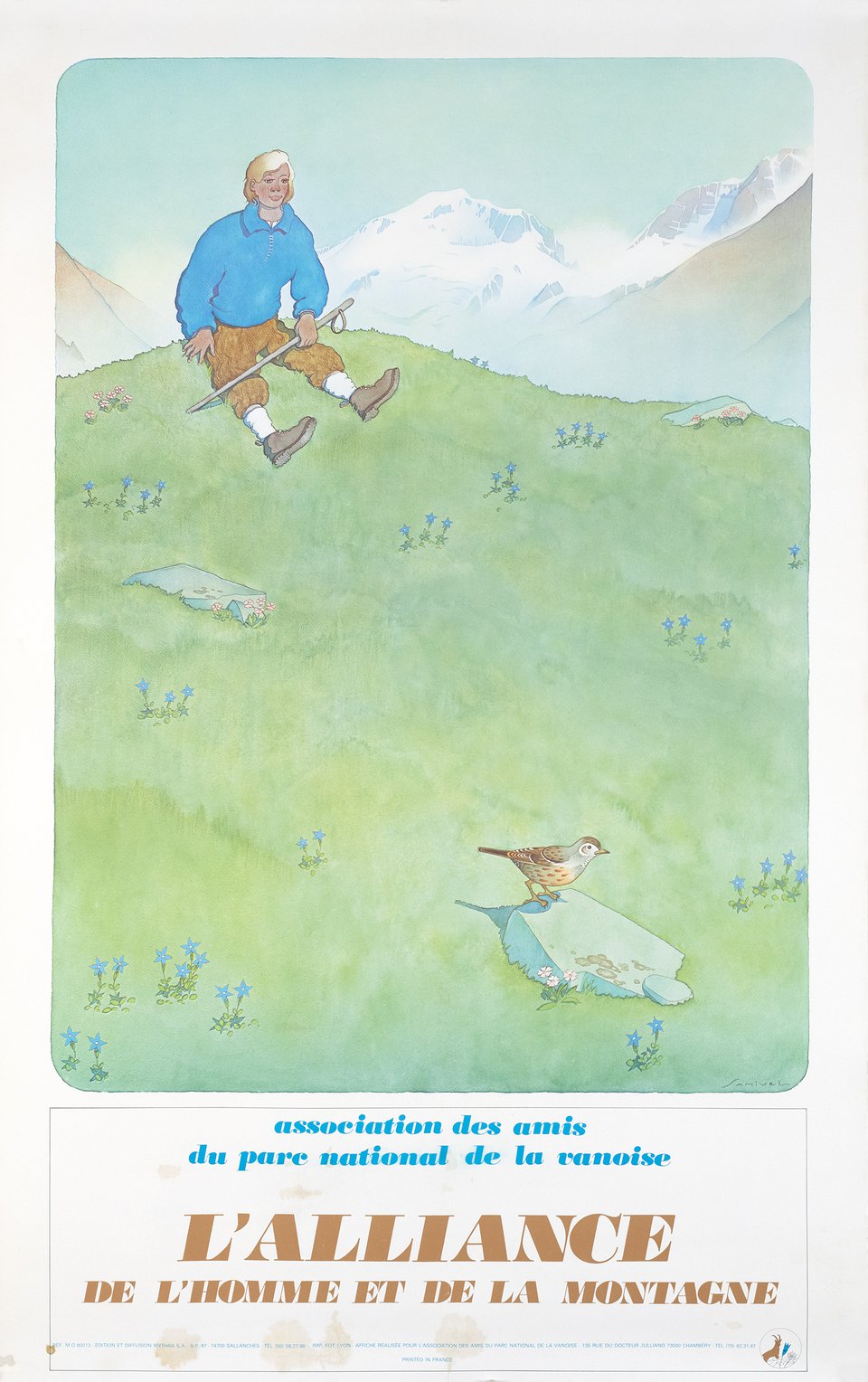 L'alliance de l'Homme et la Montagne, Parc national de la Vanoise – Vintage poster – SAMIVEL – 1975