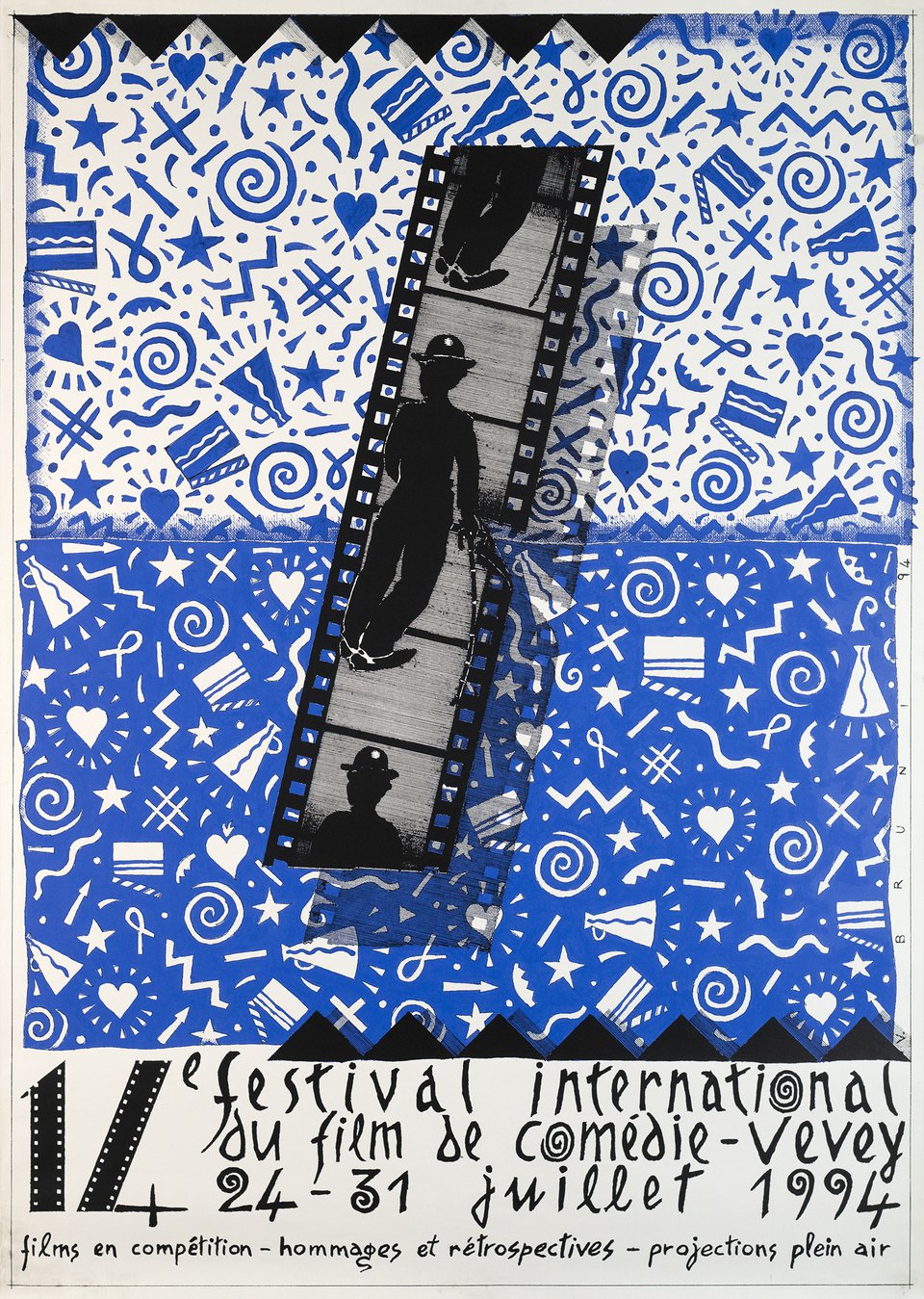 14e Festival International du film de comédie, Vevey – Affiche ancienne – V. BRUNI – 1994