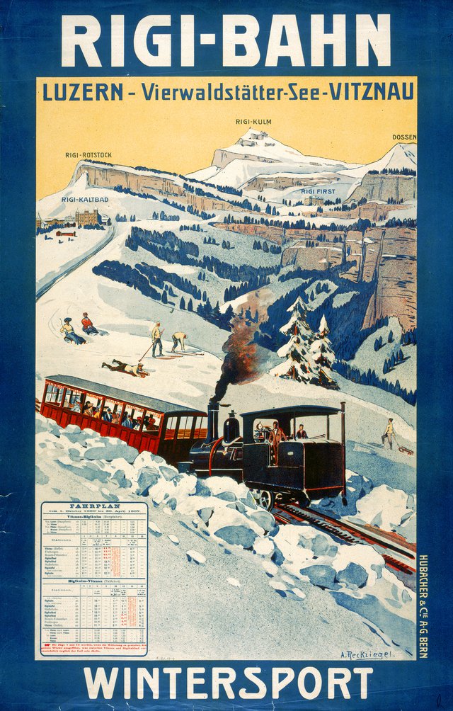 Rigi-Bahn pour les sports d'hiver, horaire 1909
