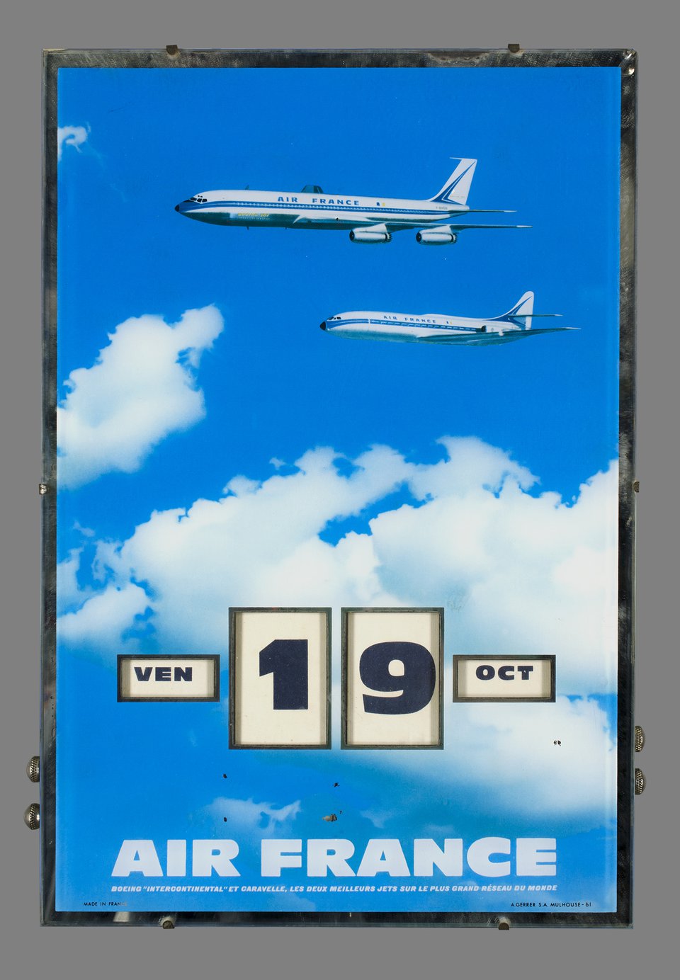 Air France, Calendrier, Boeing Intercontinental et Caravelle, les 2 meilleurs jets sur le grand réseau du monde – Affiche ancienne – ANONYMOUS – 1961