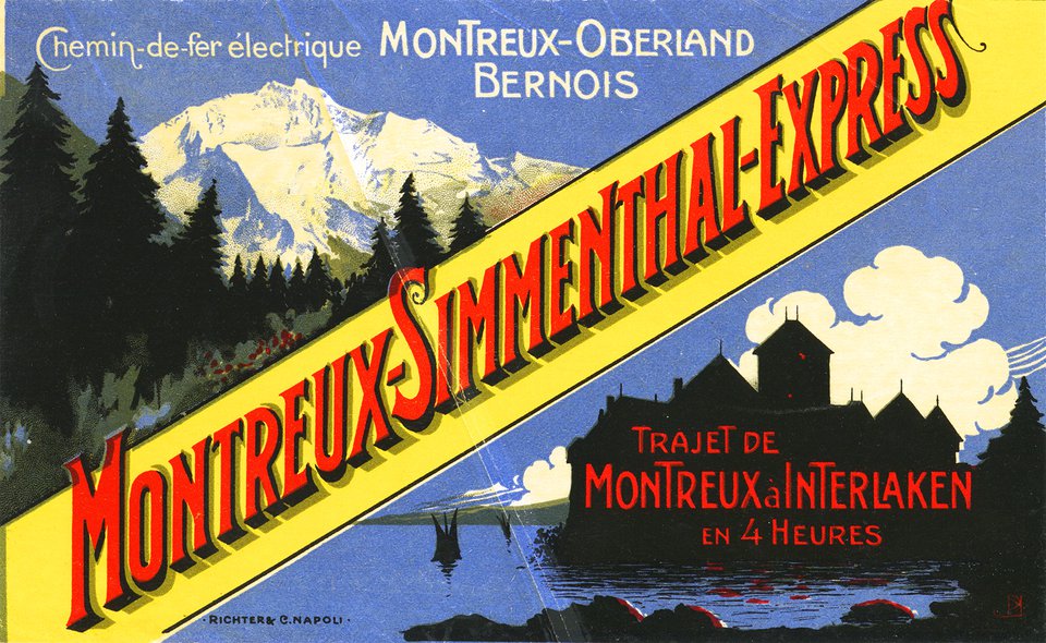 Montreux Simmenthal Express – Vintage poster – ANONYMOUS – 1910