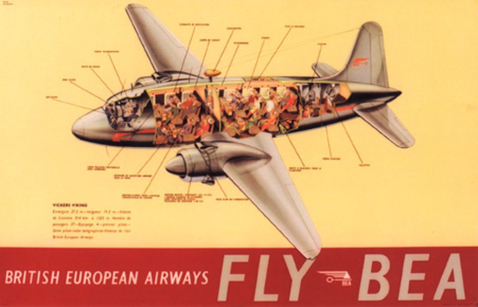 BEA - Fly BEA, British European Airways – Affiche ancienne – ANONYMOUS – 1948