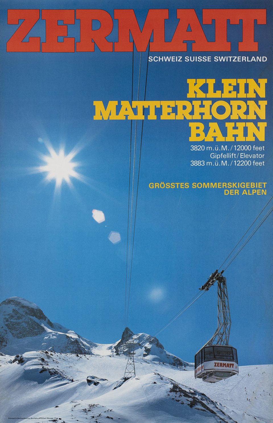 Zermatt, Klein Matterhorn Bahn – Vintage poster – ANONYMOUS – 1979