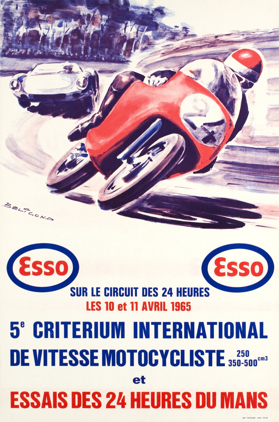 5e Critérium International de vitesse motocycliste et Essais des 24h du Mans 1965 – Vintage poster – Michel BELIGOND – 1965